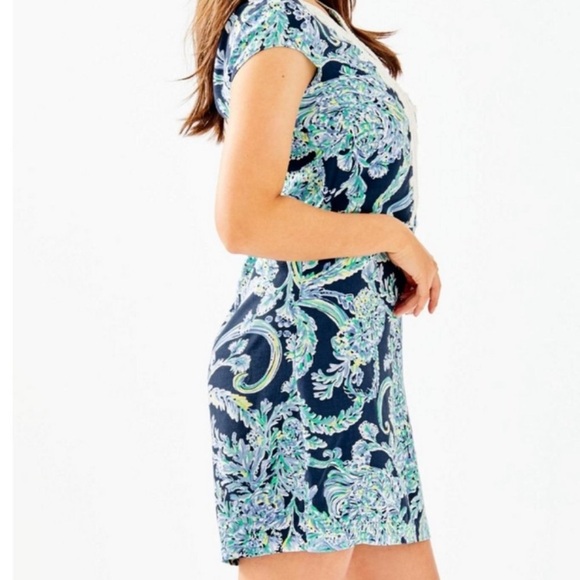 Lilly Pulitzer Madia Tunic Dress High Tide Navy Scuba Doo White Green Size XXS - Picture 6 of 17